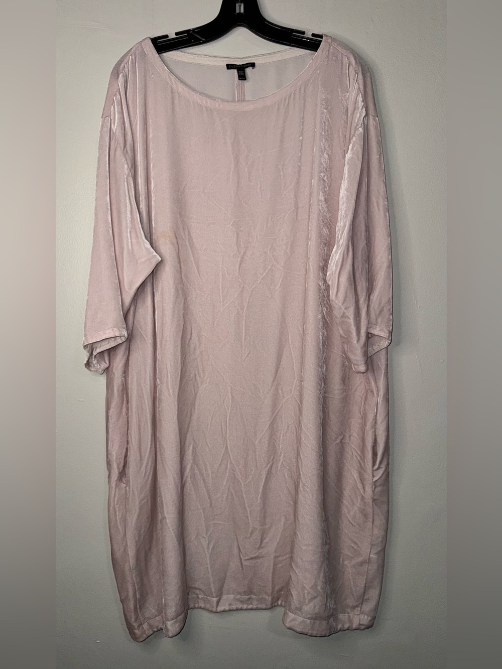 Eileen Fisher Velvet Pale Pink Velvet Shift Mini Dress